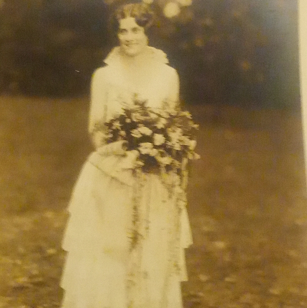 Antique Black & White Sepia Wedding Portrait Beautiful Flapper Bride